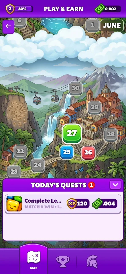 Play & Earn map interface